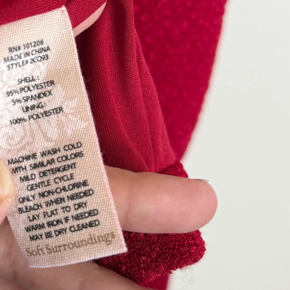 Soft Surroundings Red Boucle Knit Natalya Topper Open Front Cardigan Jacket - Picture 8 of 8
